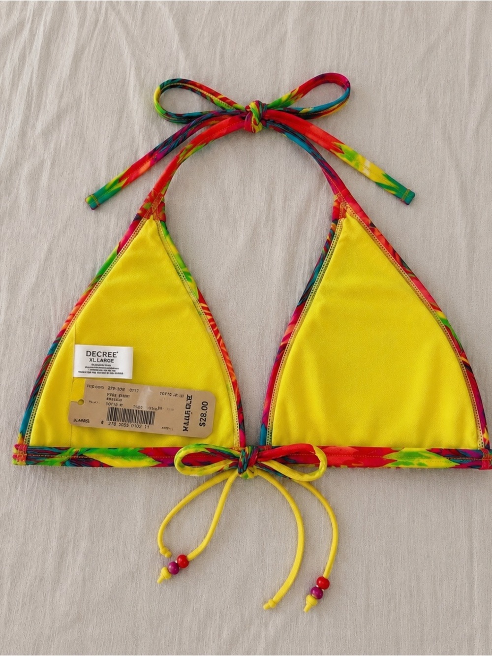 NWT Tropical Print Triangle Bikini Top XL | Resort wear | Beachy - Picture 2 of 5